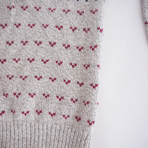Vintage American Spirit Gray Wool Blend Fair Isle Cabincore Eclectic Sweater L - Picture 5 of 10